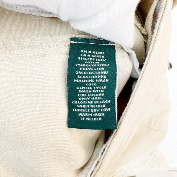 Lauren Ralph Lauren Cargo Carpenter Style Denim Jeans Cream/Tan Size 04 - Picture 7 of 9